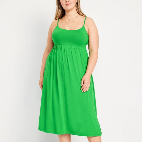 NWT OLD NAVY Fit & Flare Cami Midi Dress Color: Beach Cruiser Green - Picture 7 of 9